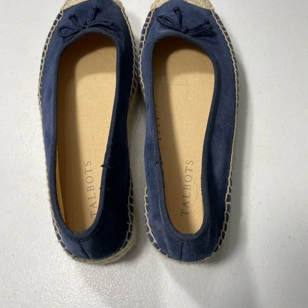 Talbots Blue Espadrille Flats with Bow Detail Size 7 SB-95